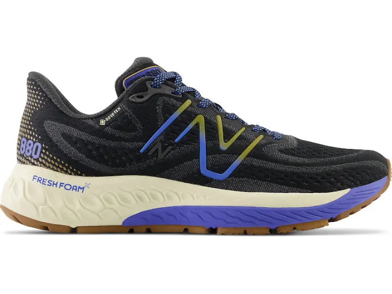 Women's New Balance Fresh Foam X 880v12 GTX, Black/Marine Blue, 8.5 D Wide