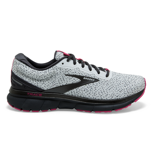 Women's Brooks Trace, Ebony/White/Pink, 8.5 B Medium