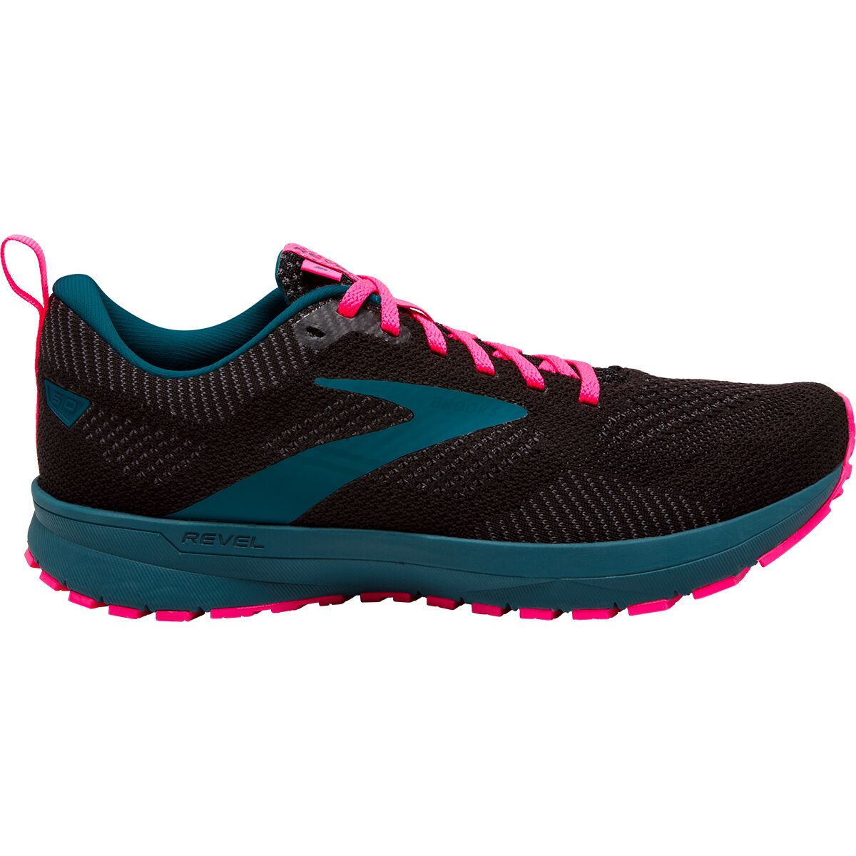 Women's Brooks Revel 5, Black/Blue/Pink, 10 B Medium