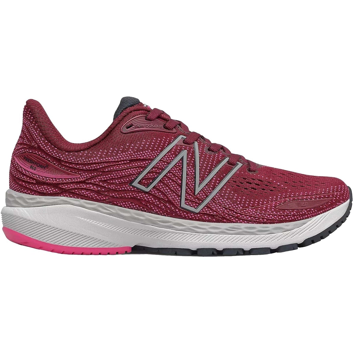 Women's New Balance Fresh Foam X 860v12, Garnet/Pink Glo, 6 B Medium