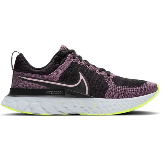Women's Nike React Infinity Run Flyknit 2, Violet Dust/Elemental Pink/Black/Cyber, 7 B Medium