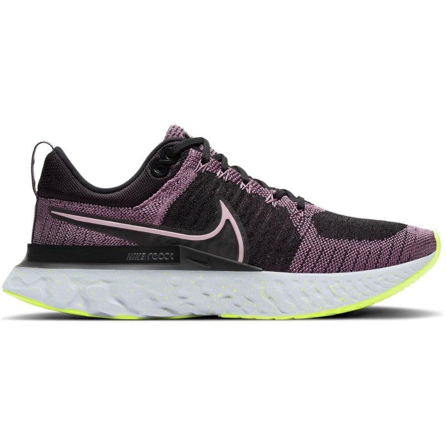 Women's Nike React Infinity Run Flyknit 2, Violet Dust/Elemental Pink/Black/Cyber, 10 B Medium