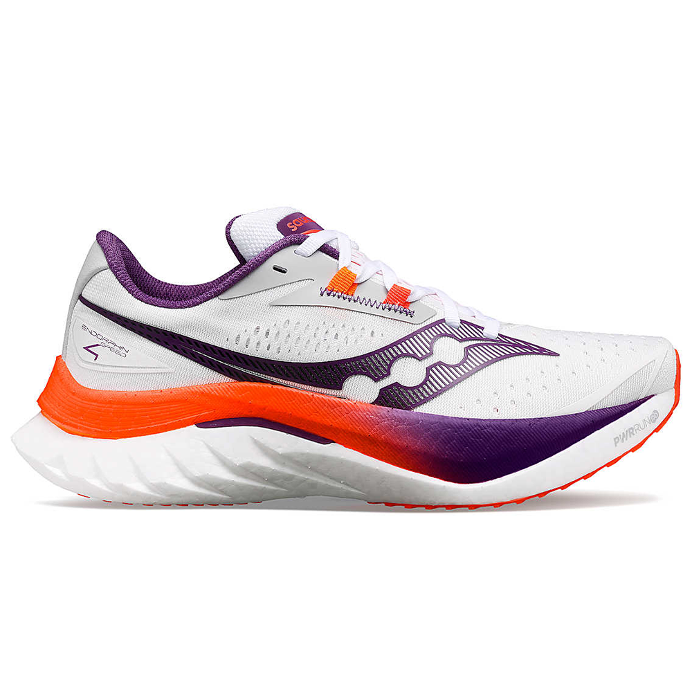 Women's Saucony Endorphin Speed 4, White/Violet, 9.5 B Medium