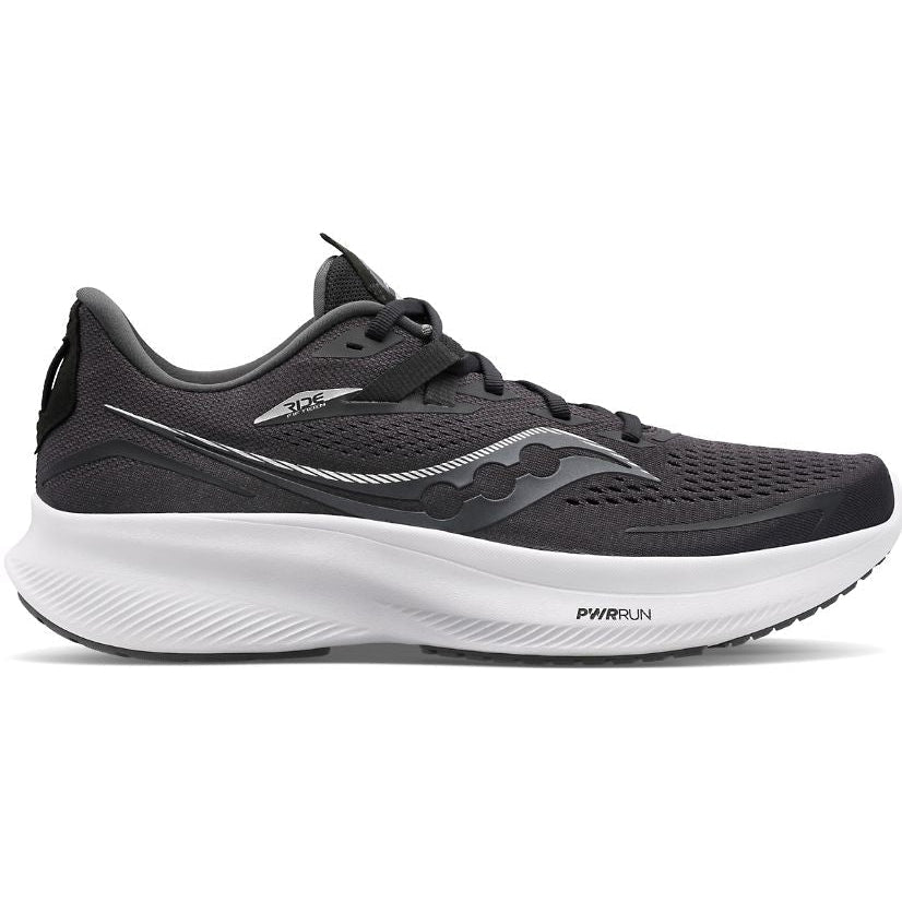 Women's Saucony Ride 15, Black/White, 10 D Wide