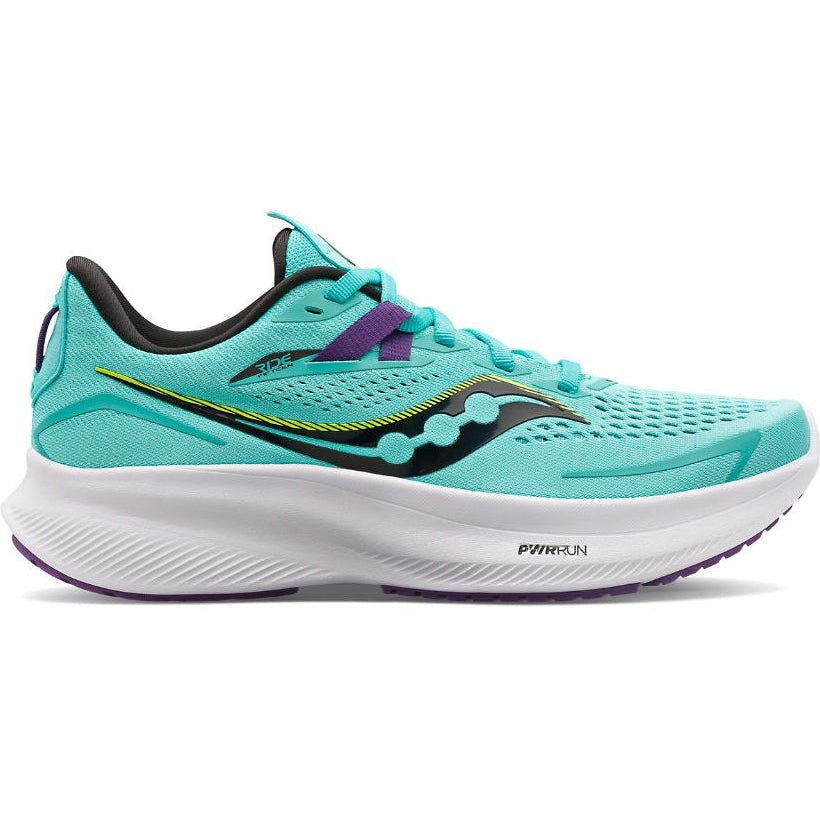 Women's Saucony Ride 15, Cool Mint/Acid, 7 B Medium