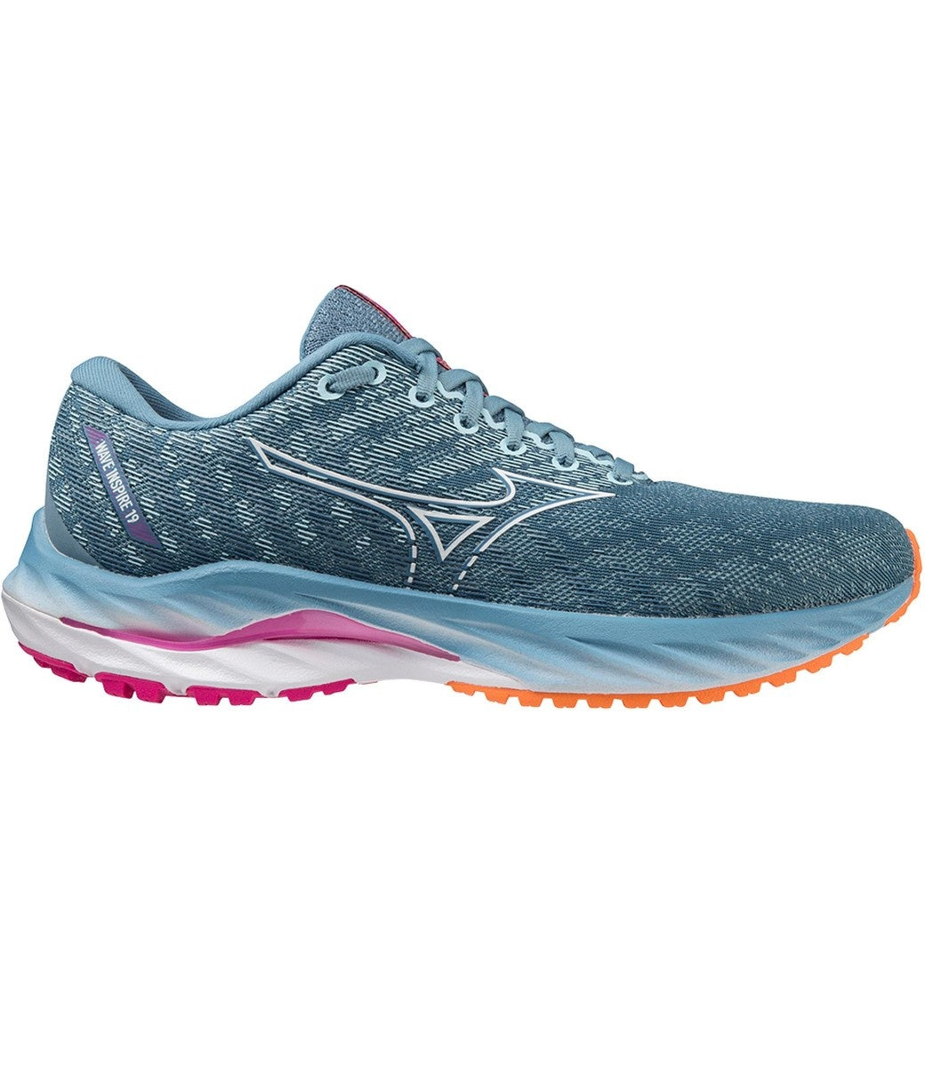 Women's Mizuno Wave Inspire 19, Provincial Blue/White, 8 D Wide